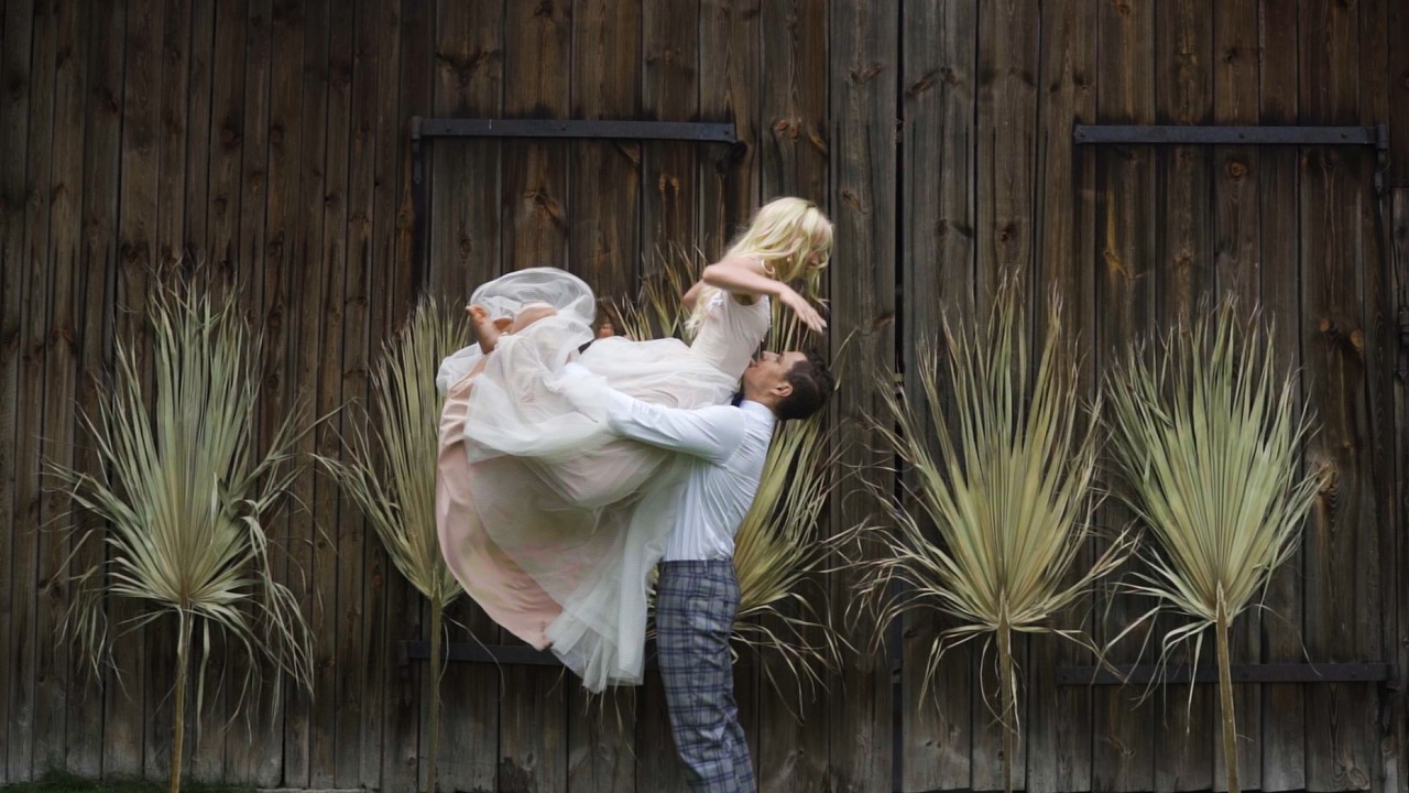 Young couple in the wedding barn